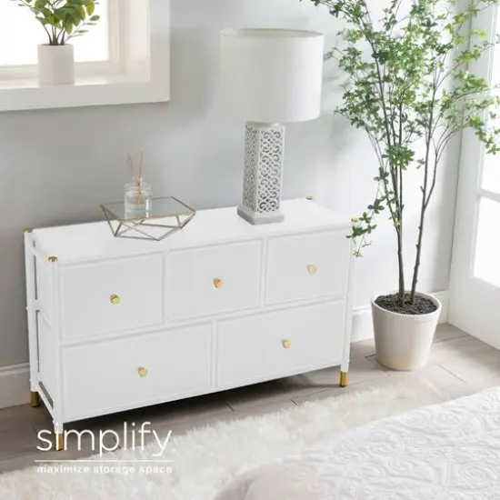 Simplify 5 Drawer Luxury Dresser White {4}