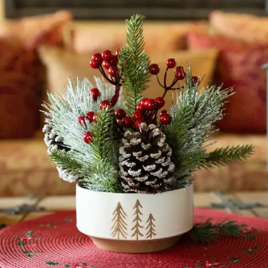 Christmas Mix IN 4.25" Ceramic Reverse Tree Pot {4}