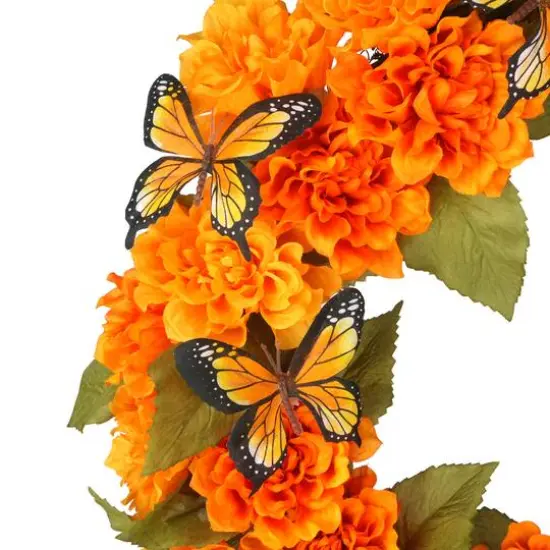 20" Orange Marigold & Butterfly Wreath by Ashland&reg; {3}