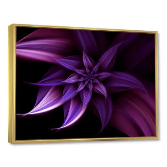 Designart - Fractal Flower Purple - Floral Art Framed Canvas Print Black {2}
