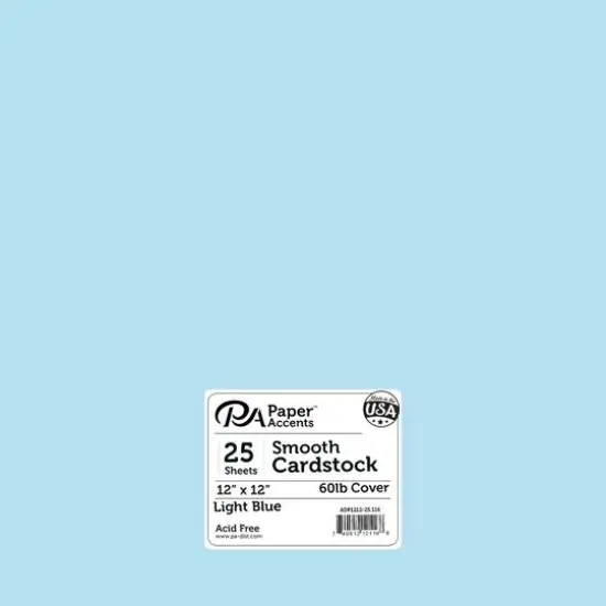 PA Paper&trade; Accents 12" x 12" 65lb. Smooth Cardstock, 25 Sheets Light Blue {1}