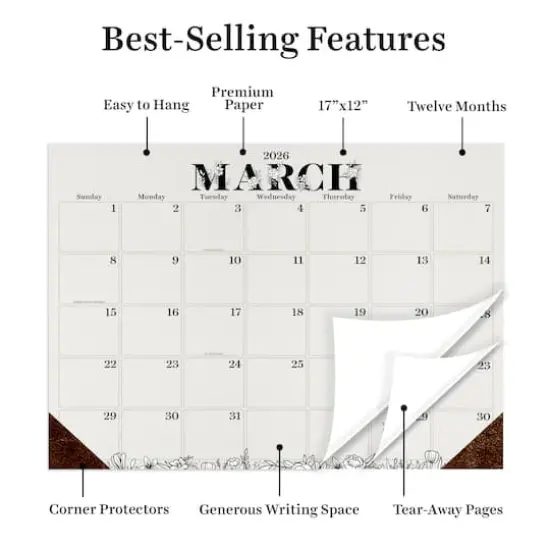 2026 Floral Medium Desk Pad Monthly Blotter Calendar {4}