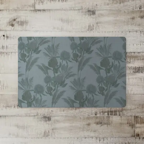 Tonal Protea Blooms Floor Mat Blue Tones {3}