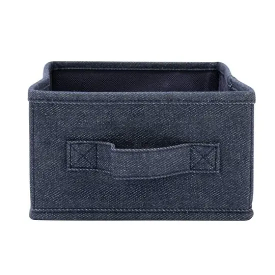 Household Essentials 11.5" Denim Blue Collapsible Cotton Blend Rectangular Storage Drawer, 2ct. {7}