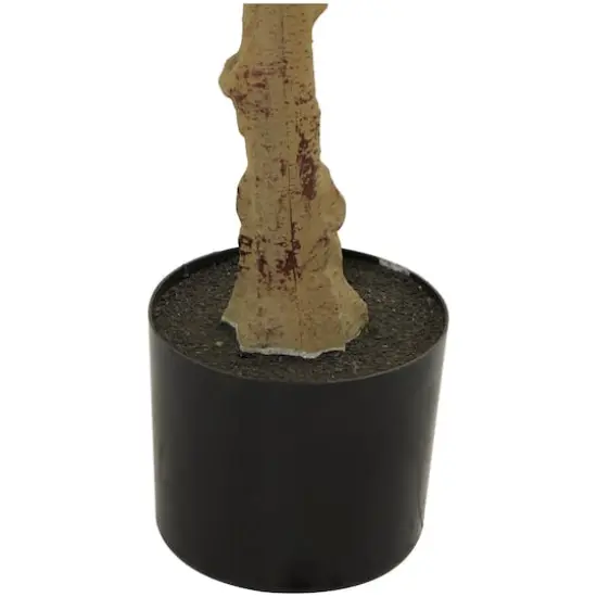 4.5ft. Green Faux Camellia Foliage Artificial Tree with Black Plastic Pot {5}