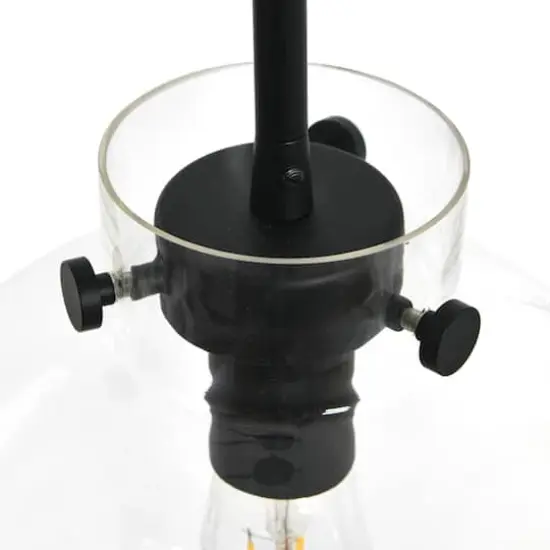 Hello Honey&reg; Robert Stevenson Lighting Marson 15" Clear Glass & Matte Black Metal Ceiling Light {4}