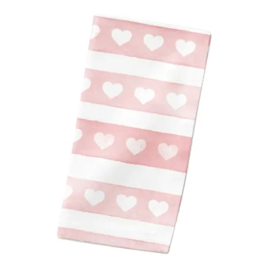 Simple Watercolor Stripe Heart Beverage Napkin {3}