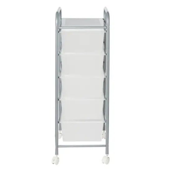Honey Can Do Silver 5-Drawer Rolling Storage Cart {7}