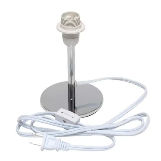 Simple Designs&trade; 12.5" Mini Chrome Table Lamp with Angled Fabric Shade White {9}