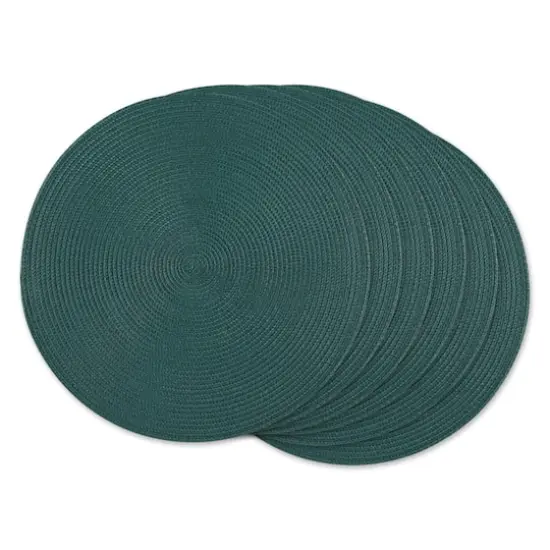 DII&reg; Round Plastic Woven Placemats, 6ct. Dark Green {1}