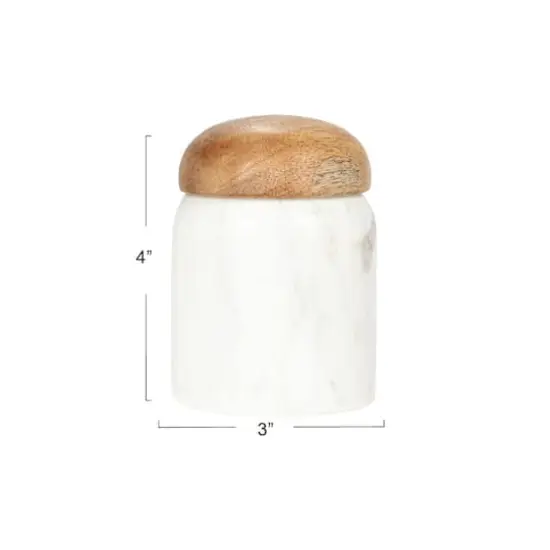 Hello Honey® 4" White Marble & Mango Wood Pinch Pot with Lid {4}