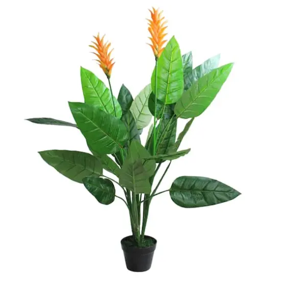 4ft. Green & Orange Artificial Bird of Paradise Potted Plant {1}