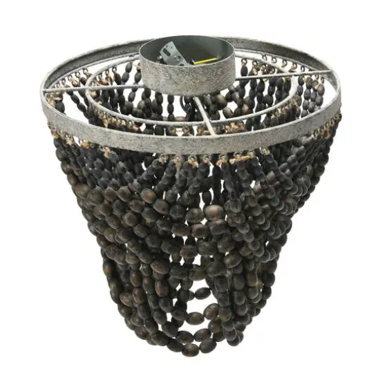 Hello Honey&reg; 2-Tier Draped Wood Bead Semi-Flush Mount Ceiling Light Black {9}