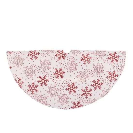 20" White & Red Glitter Snowflake Mini Tree Skirt {1}