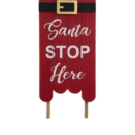 Glitzhome&reg; 42"&nbsp;Wooden Sleigh Santa Porch Sign {9}