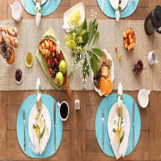 DII&reg; Oval Plastic Woven Placemats, 6ct. Aqua {6}