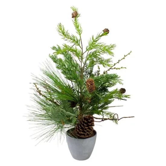 2ft. Unlit Real Touch&trade;️ Mixed Pine & Cedar Artificial Christmas Tree in Gray Pot {1}