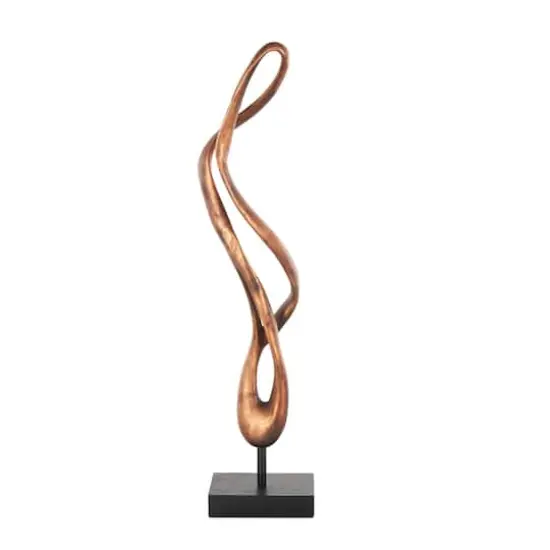 27.5" Bronze Polystone Abstract Decorative Sculpture with Rectangle Black Base {4}