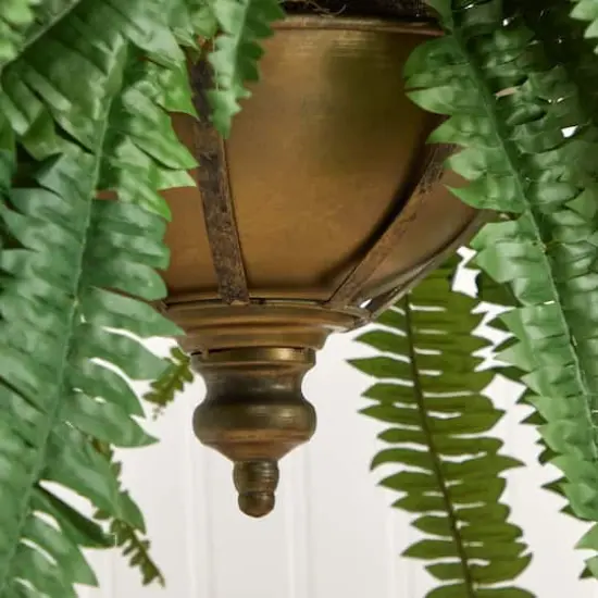 3ft. Boston Fern Plant in Metal Hanging Bowl {5}