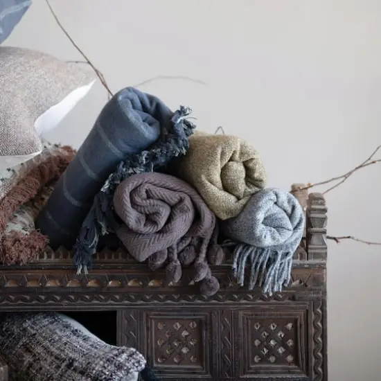 Hello Honey&reg; Iron Colored Woven Cotton Throw Blanket with Tassels {3}