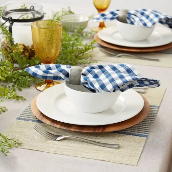 DII&reg; French Blue Middle Stripe PVC Woven Placemat, 6ct. {5}