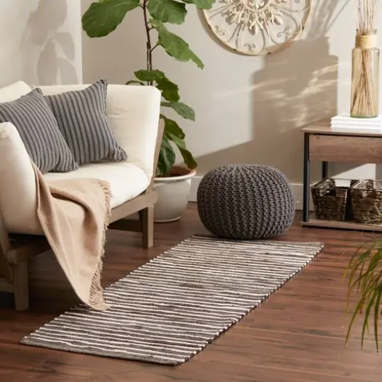 DII&reg; Slim Stripe Cotton Chindi Rug, 2ft. x 6ft. Dark Brown {5}