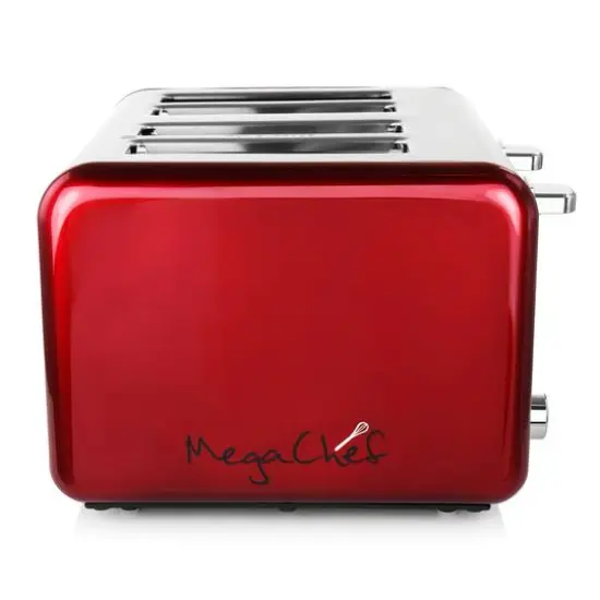 MegaChef Red 4 Slice Toaster in Stainless Steel {5}
