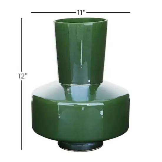 12" Jade Green Magician's Hat Modern Glass Vase {6}