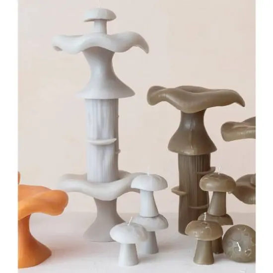 Hello Honey&reg; Large Unscented Mushroom-Shaped Candle Gray {3}