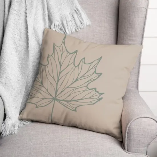 Blue Fall Leaf Throw Pillow {4}