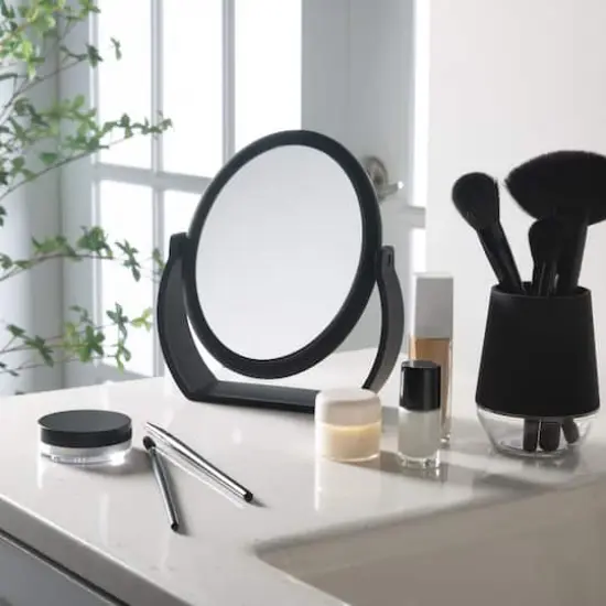 Home Details Swivel 10X Magnification Rubberized Vanity Mirror Black {5}