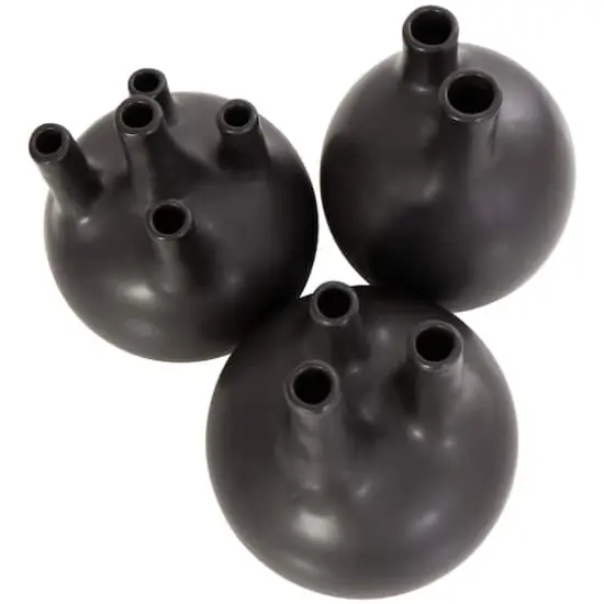 CosmoLiving by Cosmopolitan Black Round Ceramic Bud Vase Set {4}