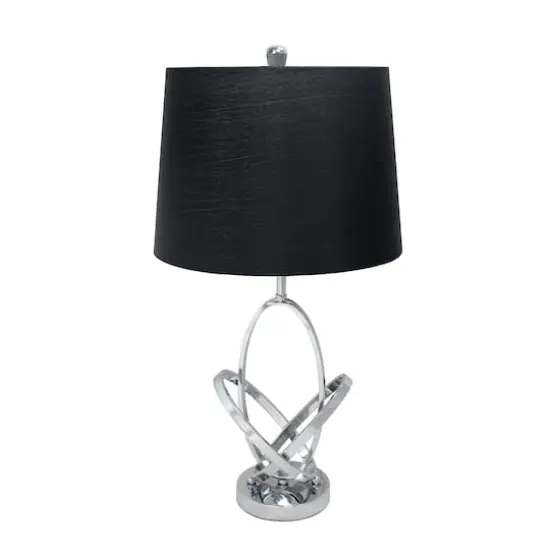 Elegant Designs™ 27" Mod Art Polished Chrome Table Lamp with Black Shade {5}