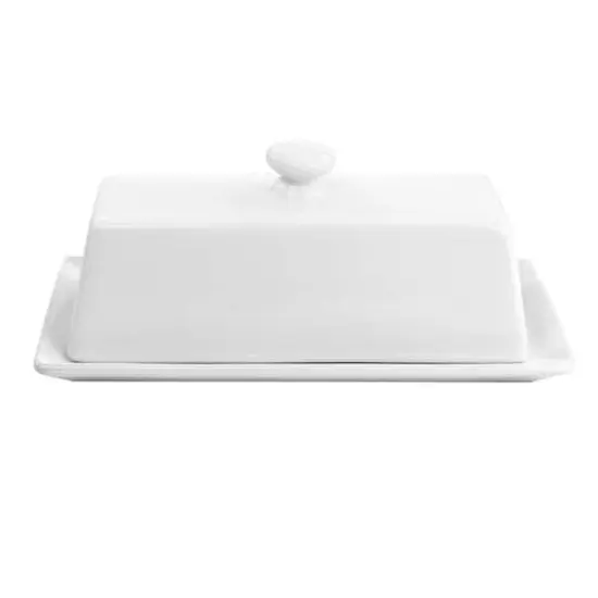 Martha Stewart White Ceramic Butter Dish with Lid {1}
