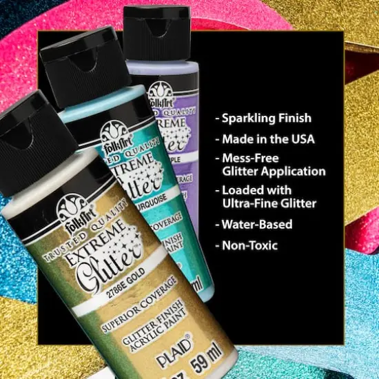 FolkArt&reg; Extreme Glitter Acrylic Craft Paint Set {4}