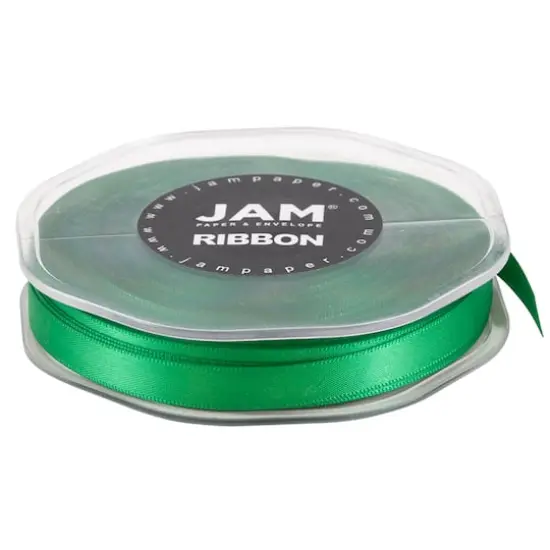 JAM Paper 3/8" x 25yd. Double Faced Satin Ribbon Emerald Green {6}