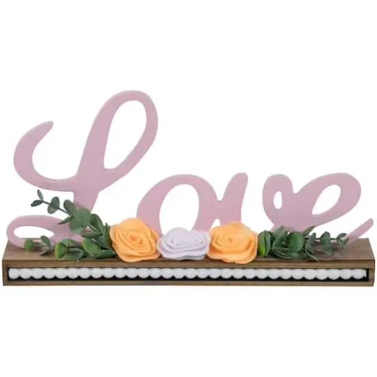 11.25" Love with Flowers Wooden Valentine's Day Sign {1}