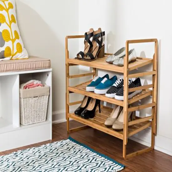 Honey Can Do 3-Tier Nesting Bamboo Shoe Rack {3}