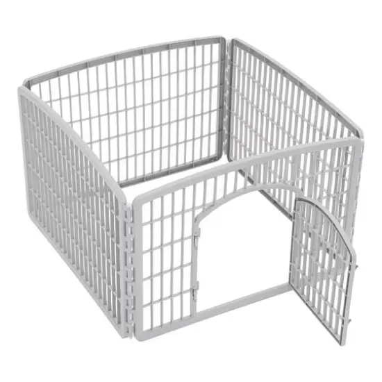 IRIS&reg; Gray 4-Panel Pet Playpen with Door {7}