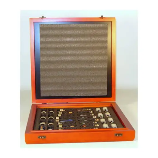 3.25" Civil War Generals Painted Resin Men Chess Set with Cherry Stained Chest Board {4}