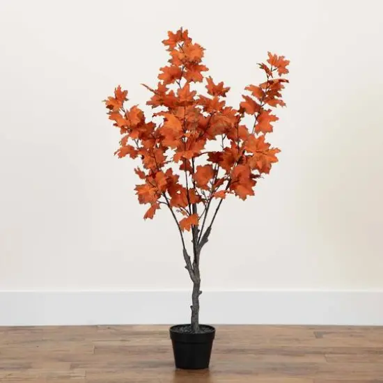 4ft. Autumn Smoky Maple Artificial Fall Tree {7}
