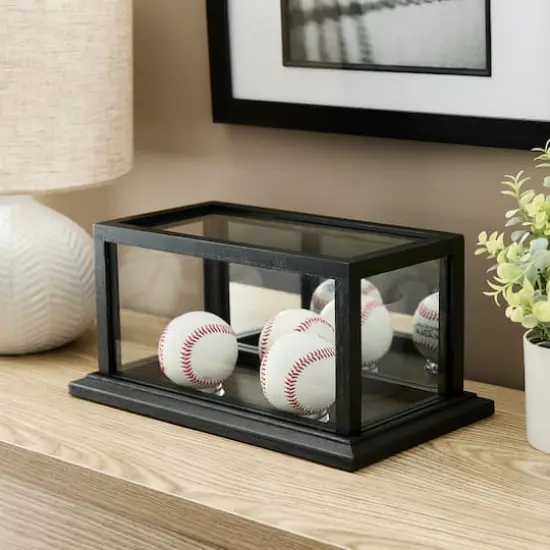 Black 3 Baseball Display Case with Mirror Back by Studio D&eacute;cor&reg; {3}