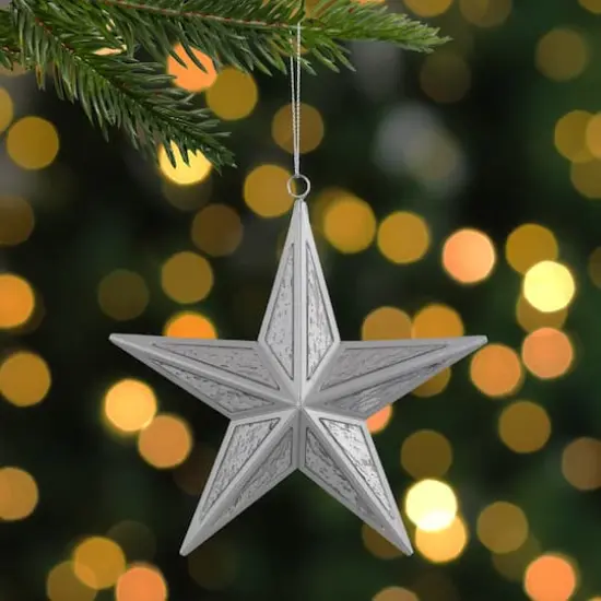 5.75" Silver Crackle Mirror Star Ornament {5}