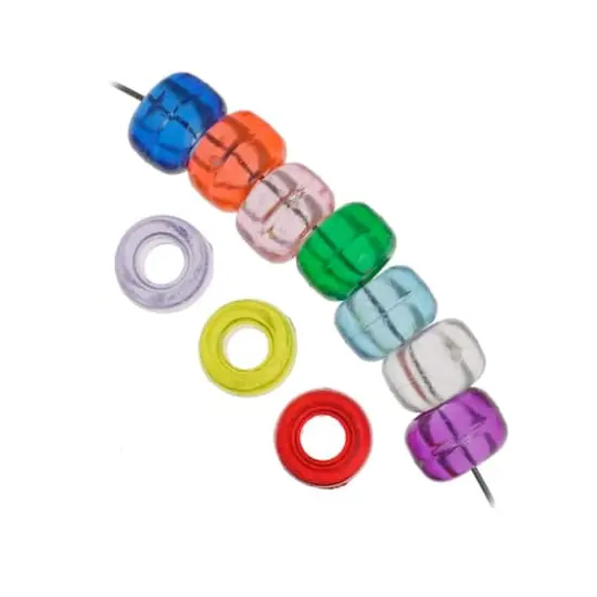 John Bead 9mm Transparent Pony Beads, 1,000ct. Assorted {5}