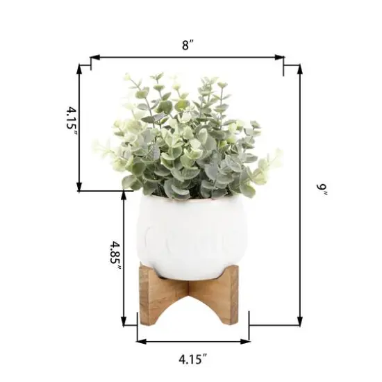 Flora Bunda&reg; 9" Green Eucalyptus in Ivory Moon Phase Planter on Stand {3}