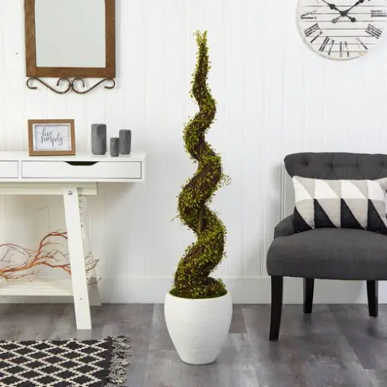 4.5ft. Wire Vine Spiral Tree in White Planter {4}