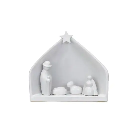 Hello Honey&reg; 8.5" White Reactive Glaze Stoneware Nativity Set {1}
