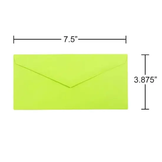 JAM Paper 3.875" x 7.5" Brite Hue Monarch Envelopes, 50ct. Ultra Lime Green {6}