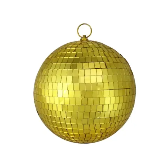 8" Mirrored Gold Glass Christmas Disco Ball Ornament {1}