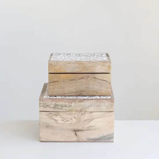 Hello Honey&reg; Handcarved & Whitewashed Mango Wood Box Set {3}
